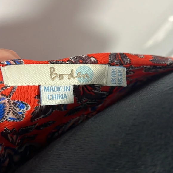 Boden Rita Ruched Firecracker Painterly Floral Jersey Dress size 6P - Picture 8 of 9